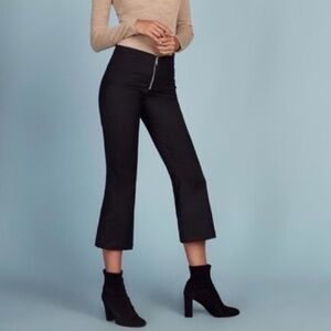 Reformation Black Watson High Rise Exposed Zipper Cropped Wide Leg Pants EUC 0